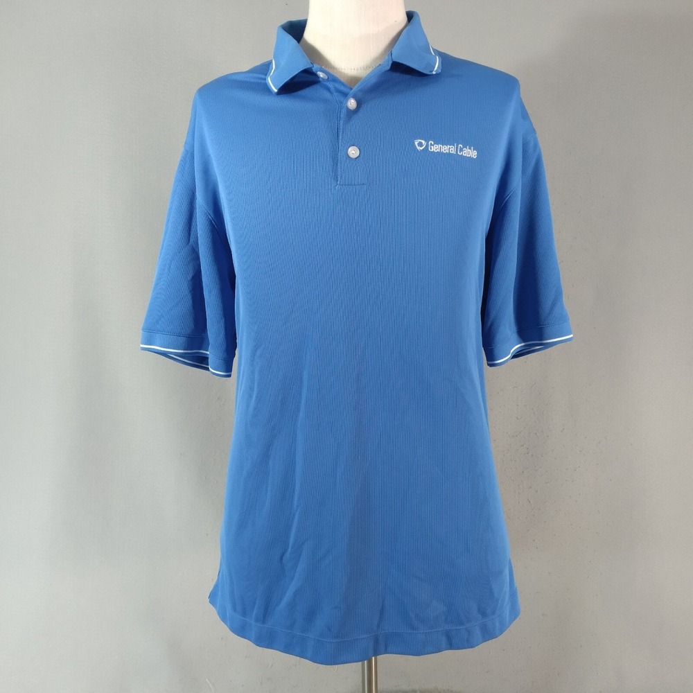Nike Polo Shirt Mens XL Blue Golf Dri-Fit Short Sleeve Logo Performance 21C1-4
